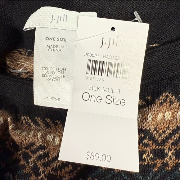 NWT J Jill 2 Way Poncho Sweater Oversized Fair Isle Print One Size Versatile New - Picture 11 of 12
